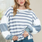 EG FASHION Striped Casual Drop Shoulder Pullover Sweatshirt