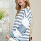 EG FASHION Striped Casual Drop Shoulder Pullover Sweatshirt