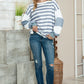 EG FASHION Striped Casual Drop Shoulder Pullover Sweatshirt