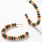 LA3ACCESSORIES Western wood bead hoop earrings metal spacers