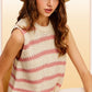 LA MIEL Chunky Stripe Sleeveless Sweater Top