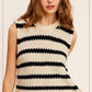 LA MIEL Chunky Stripe Sleeveless Sweater Top
