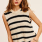 LA MIEL Chunky Stripe Sleeveless Sweater Top