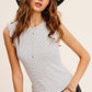 LA MIEL Brushed Stripe Ruffle Sleeve Top