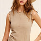 LA MIEL Brushed Stripe Ruffle Sleeve Top