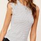 LA MIEL Brushed Stripe Ruffle Sleeve Top