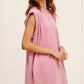 LA MIEL Mineral Washed Sleeveless Mini Dress with Side Pockets