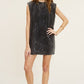 LA MIEL Mineral Washed Sleeveless Mini Dress with Side Pockets
