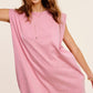 LA MIEL Mineral Washed Sleeveless Mini Dress with Side Pockets
