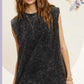 LA MIEL Mineral Washed Sleeveless Mini Dress with Side Pockets