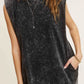 LA MIEL Mineral Washed Sleeveless Mini Dress with Side Pockets