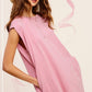 LA MIEL Mineral Washed Sleeveless Mini Dress with Side Pockets
