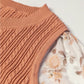 EG FASHION Cable Knit Sweater with Floral Ruffle Cuff Sleeves