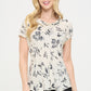 Renee C. Women Floral Print Linen  Professional Top with Cowl Neck