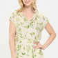 Renee C. Women's Floral Print Linen Sophisticated Top with Cowl Neck