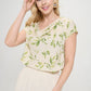 Renee C. Women's Floral Print Linen Sophisticated Top with Cowl Neck