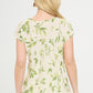 Renee C. Women's Floral Print Linen Sophisticated Top with Cowl Neck