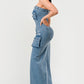 ATHINA Urban Chic Strapless Denim Front-split Dress