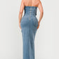 ATHINA Urban Chic Strapless Denim Front-split Dress