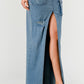 ATHINA Urban Chic Strapless Denim Front-split Dress
