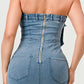 ATHINA Urban Chic Strapless Denim Front-split Dress