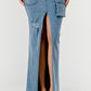 ATHINA Urban Chic Strapless Denim Front-split Dress