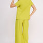 JADE BY JANE Textured Short Sleeves Top & Wide-leg Pants Set