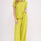 JADE BY JANE Textured Short Sleeves Top & Wide-leg Pants Set