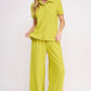 JADE BY JANE Textured Short Sleeves Top & Wide-leg Pants Set