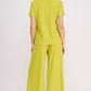 JADE BY JANE Textured Short Sleeves Top & Wide-leg Pants Set