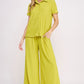 JADE BY JANE Textured Short Sleeves Top & Wide-leg Pants Set