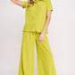 JADE BY JANE Textured Short Sleeves Top & Wide-leg Pants Set