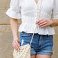 AILI'S CORNER Sofia Foldover Straw Crossbody Bag