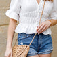 AILI'S CORNER Sofia Foldover Straw Crossbody Bag