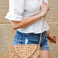 AILI'S CORNER Sofia Foldover Straw Crossbody Bag
