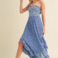 AEMI & Co. Floral Backless Boho Deeane Dress with Flare Skirt