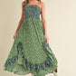 AEMI & Co. Floral Backless Boho Deeane Dress with Flare Skirt