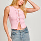 LE LIS Satin Bow Detail Sleeveless Sweater Top