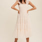 LISTICLE Smocked Ruffle Tiered Mesh Midi Cocktail Dress
