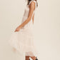 LISTICLE Smocked Ruffle Tiered Mesh Midi Cocktail Dress
