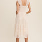 LISTICLE Smocked Ruffle Tiered Mesh Midi Cocktail Dress
