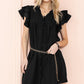 EG FASHION Ruffle Sleeve V neck Green, Black dress w/ pocket