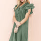 EG FASHION Ruffle Sleeve V neck Green, Black dress w/ pocket