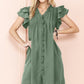 EG FASHION Ruffle Sleeve V neck Green, Black dress w/ pocket
