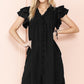 EG FASHION Ruffle Sleeve V neck Green, Black dress w/ pocket