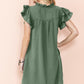 EG FASHION Ruffle Sleeve V neck Green, Black dress w/ pocket
