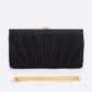 LA PLAZA Metallic Pleated Bridal Party Box Clutch