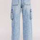 JADE by JANE High Waist Baggy Cargo Denim Trousers