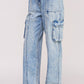 JADE by JANE High Waist Baggy Cargo Denim Trousers