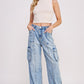 JADE by JANE High Waist Baggy Cargo Denim Trousers